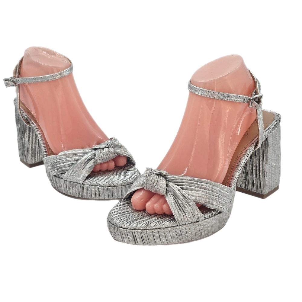 Jewel Badgley Mischka Tyler Silver Platform Sandal Size 9.5